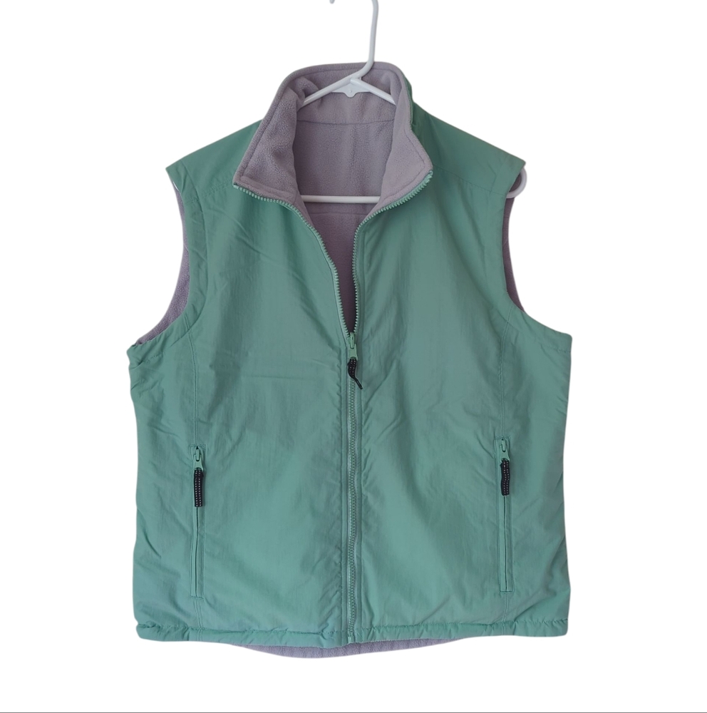 10,000 Ft. Above Sea Level Reversible Fleece Zip Up Vest Large Green Grey